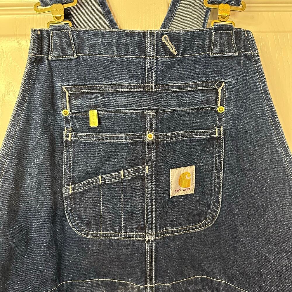 Carhartt NWT Loose Fit Denim Rib Overalls Size 38x34 Workwear Farm Chore Pockets - Picture 3 of 16
